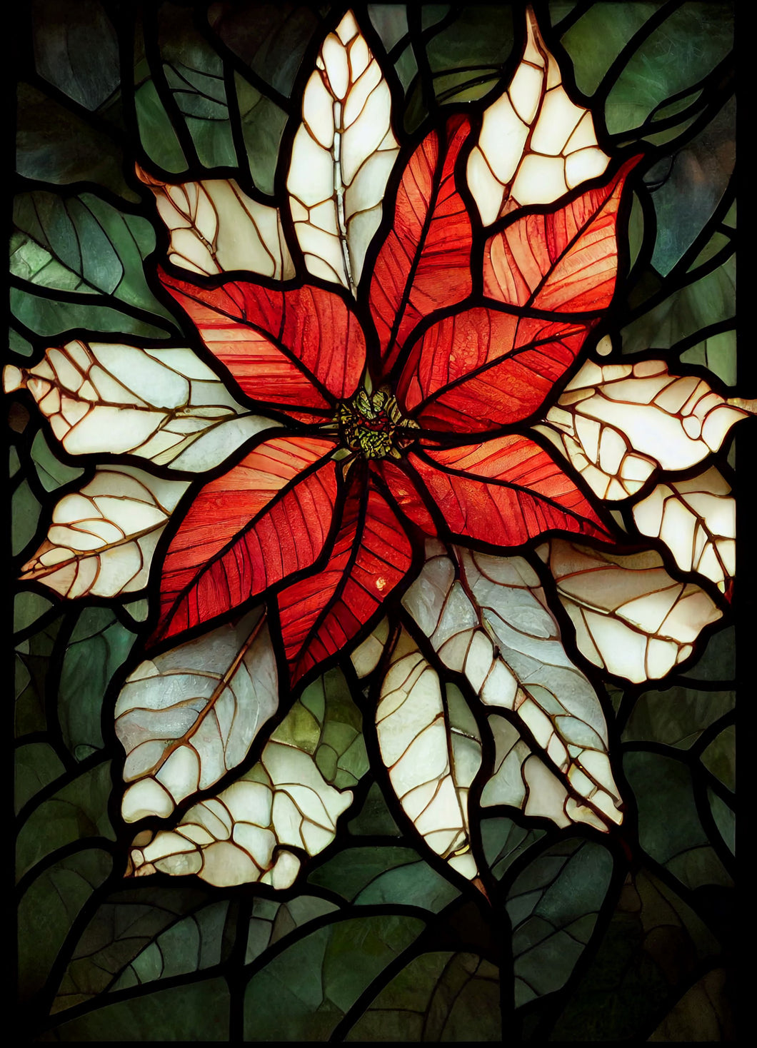 *PREORDER* Poinsettia in Stained Glass by CJ