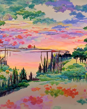 Load image into Gallery viewer, Watercolor Flowers at Sunset #2 by CJ
