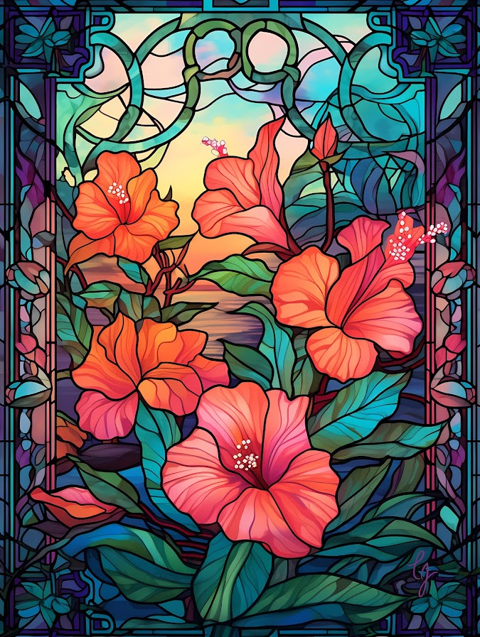 *PREORDER* Hibiscus in Stained Glass